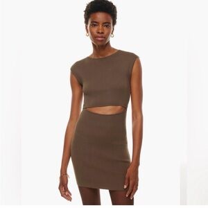 NWT Aritzia Wilfred Brown Cut Out Mini Knit Dress